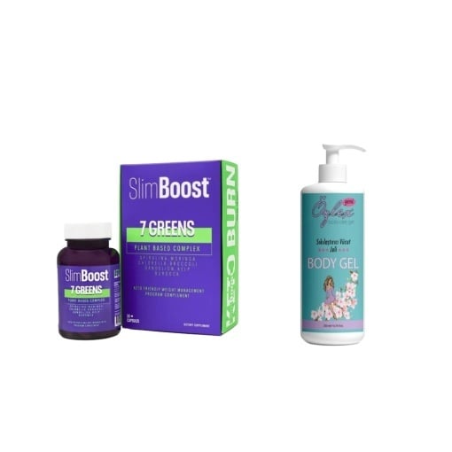 Capsule ( pastile ) pentru slabit Slim boost 7 Greens, 30 comprimate + Gel Anticelulitic pentru corp OZLEX 200 ML