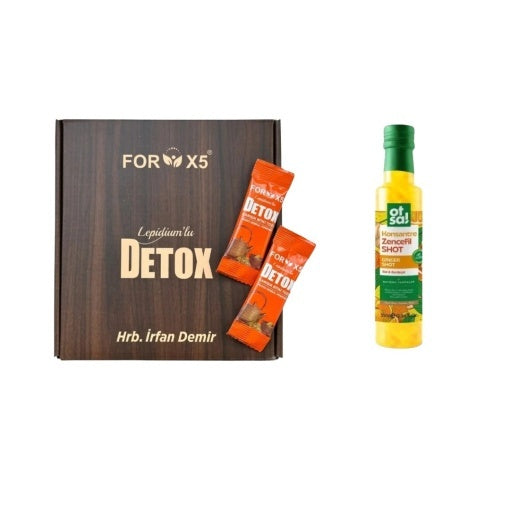 Ceai de slabit FOR X5 DETOX, Irfan demir cu aroma de lamaie,Holograma si plicuri in limba turca 30 plicuri x 4g. + Suc din Amestec natural cu ghimbir, portocală, lămâie, miere, vitamina C si turmeric 350g