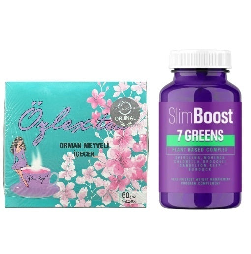 Ceai de slabit Ozlex turcesc detox - cu aroma de fructe de padure 60 plicuri cu holograma + Capsule pentru slabit, 30 comprimate, Slim Boost