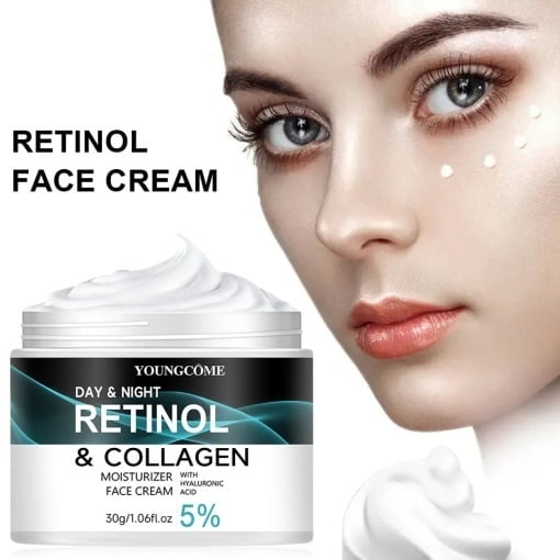 Cremă cu Retinol YOUNGCOME – Îmbunătățește Elasticitatea și Strălucirea Pielii, Hrănește și Menține Hidratarea, Pentru o Textură a Pielii Îmbunătățită