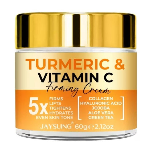 JAYSUING Crema de întărire cu curcuma și vitamina C - Unisex Adult Hydrator cu acid hialuronic, colagen, jojoba, vitamina E - Toate tipurile de piele, retinol pentru hidratare, întărire și tonul uniform al pielii