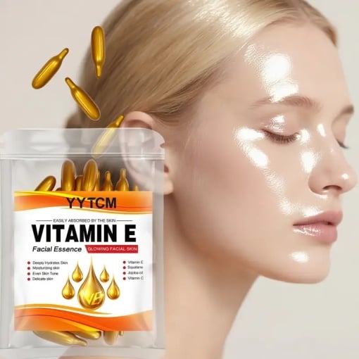 JAYSUING Vitamin E Deep Moisturizing Capsule Essence – Capsule ser hidratant cu vitamina E, squalane, ulei de jojoba și vitamina C – hidratează intens, netezește și luminează tenul – 30 capsule / set