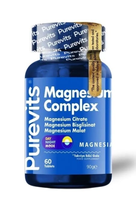 Magneziu Complex – Citrat, Bisglicinat și Malat – 200 mg – 60 Tablete Purevits