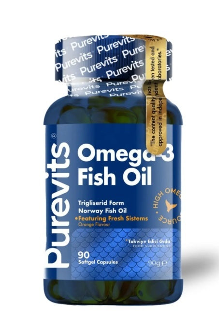 Omega-3 - Conținut Ridicat EPA & DHA 1000 mg – Ulei de Pește – 90 dapsule moi Purevits