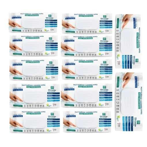 Pachet promo: 12 x Servetele umede multisuprafete cu bicarbonat, 100 bucati, Deep Fresh