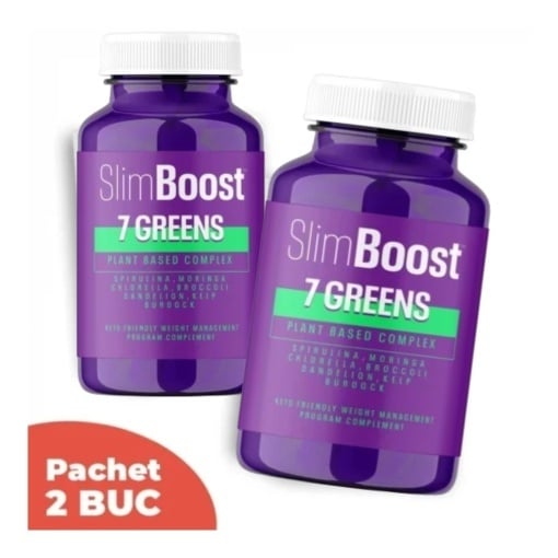 Pachet promo : 2x Capsule ( pastile ) pentru slabit Slim boost 7 Greens, 60 comprimate.