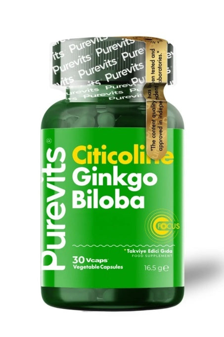 PUREVITS GINKGO BILOBA & CITICOLINE + FOCUS – 30 Capsule Vegane
