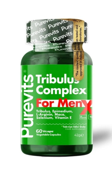PUREVITS TRIBULUS COMPLEX , extract Tribulus Terrestris,Epimedium ,L-Arginină,Vitamina E,Maca Root si Seleniu 60 capsule