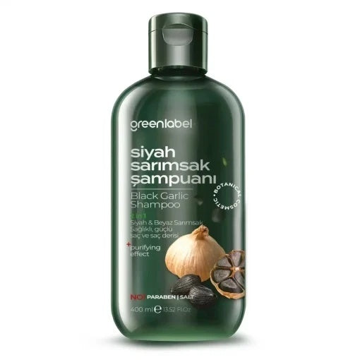 Șampon cu usturoi negru 400 ml – Anti-cădere a părului, Anti-mătreață, Regenerant, Întăritor Greenlabel