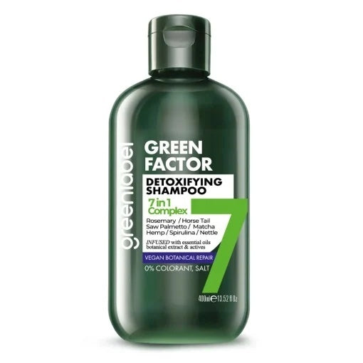 Șampon Greenlabel Detoxifiant 7 în 1, cu Rozmarin și Spirulină, 400 ml, Vegan, pentru toate tipurile de păr
