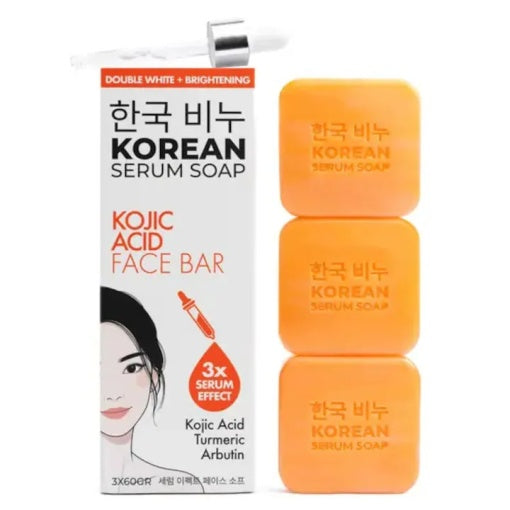 Sapun Korean Serum cu Acid Kojic – Iluminare si Albire Ten, Reduce Pete Pigmentare, cu Turmeric & Arbutin, 3x Serum Effect – Face Bar