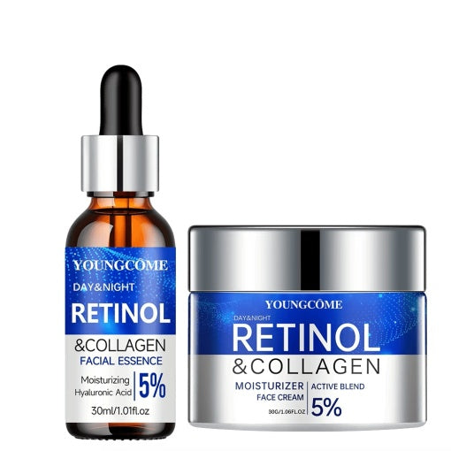 Set Combo Cremă și Ser cu Retinol – Hidratează, Repară Pielea, Netizează Ridurile și Crește Elasticitatea pentru un Ten Mai Tânăr și Mai Sănătos